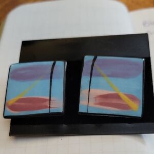 Margaret Grisz-Dow Colorful Geometric Square Earrings